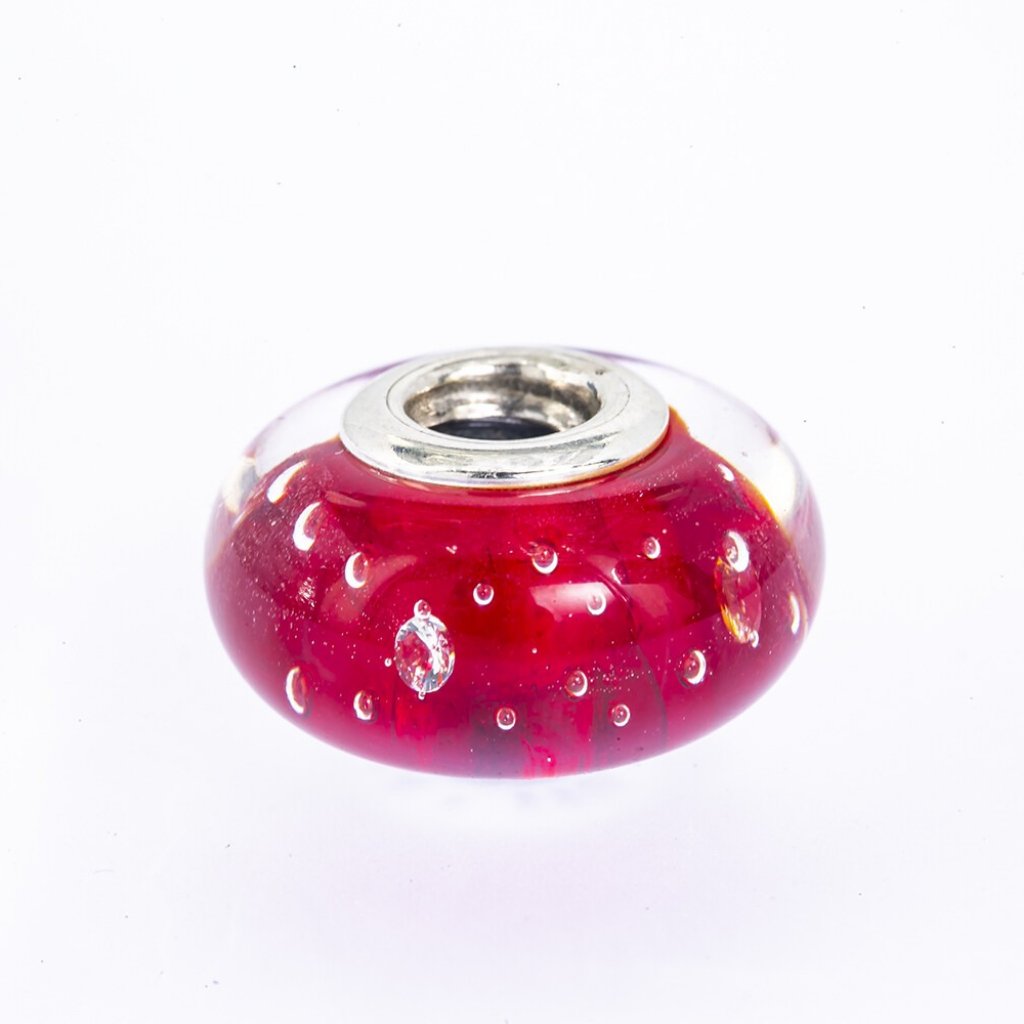 Pandora Red Fizzle Murano Glass Sterling Silver 925 Charm Bead